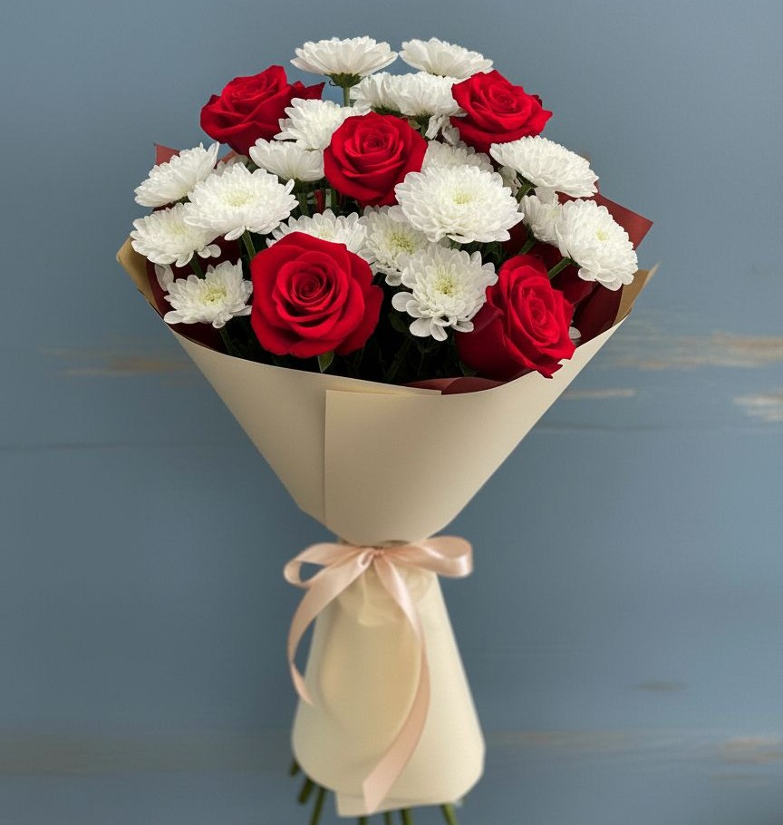 Букет цветов из: Розы и Хризантемы в Межевом