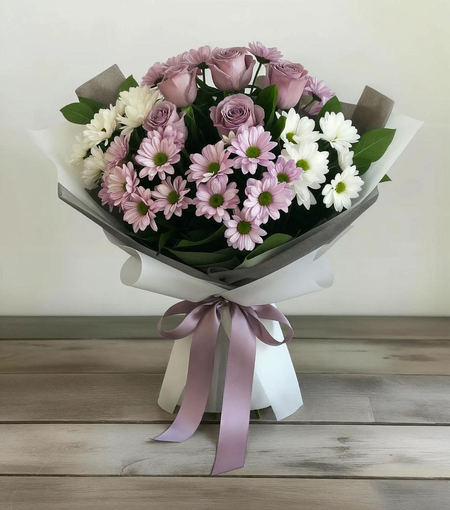 Букет цветов из: Хризантемы и Розы в Межевом