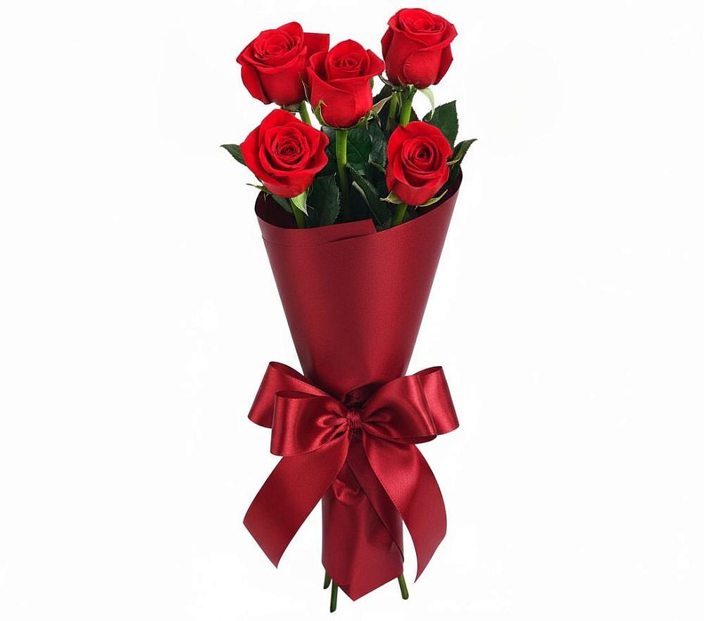 Букет 5 Красных роз Эдлесс Лав в Межевом
