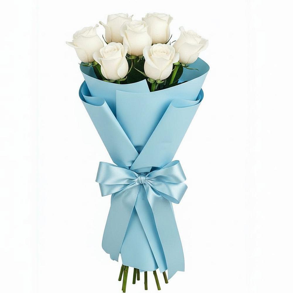 Букет 7 белых роз Проуд в Межевом