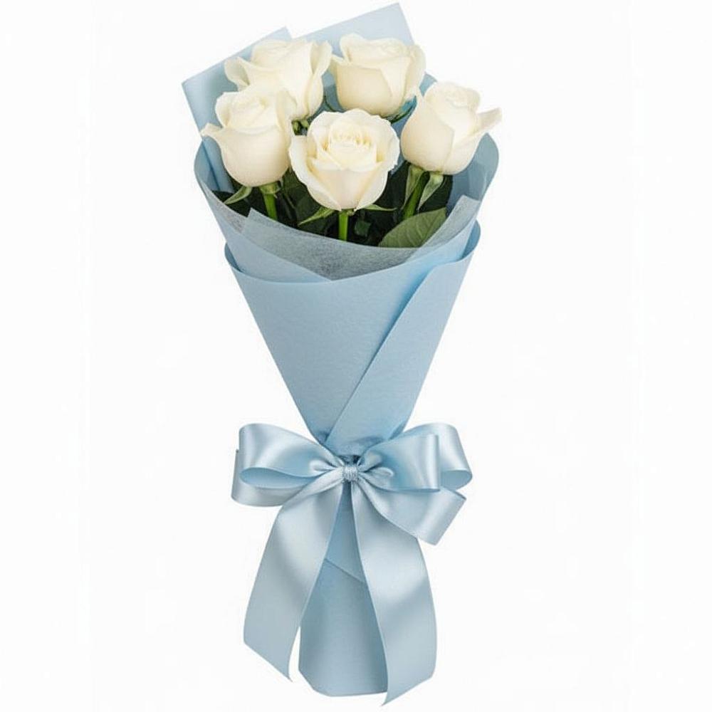 Букет 5 Белых роз Проуд в Межевом