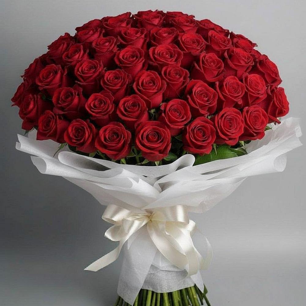 Букет 101 Красная роза Блэк Мэджик в Межевом