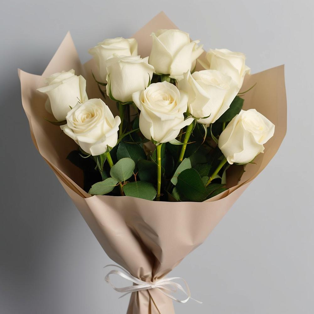 Букет 9 Белых роз Эдлесс Лав в Межевом