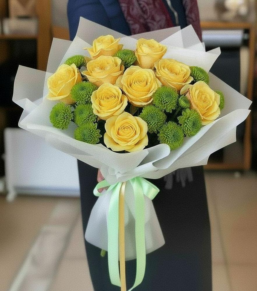 Букет цветов из: Хризантемы и Розы в Межевом