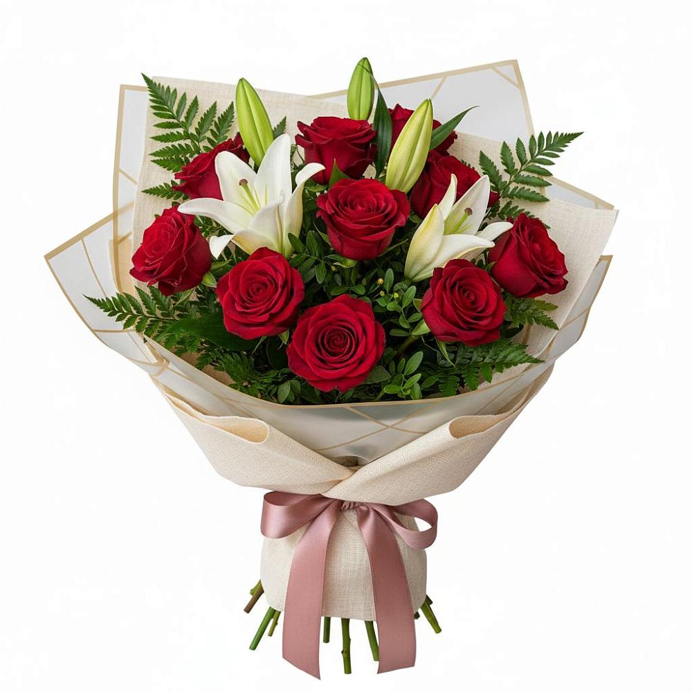 Букет цветов из: Лилии и Розы в Межевом