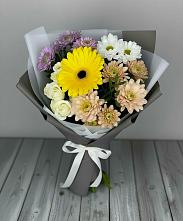Букет цветов из:  Розы, Герберы и Хризантемы в Межевом