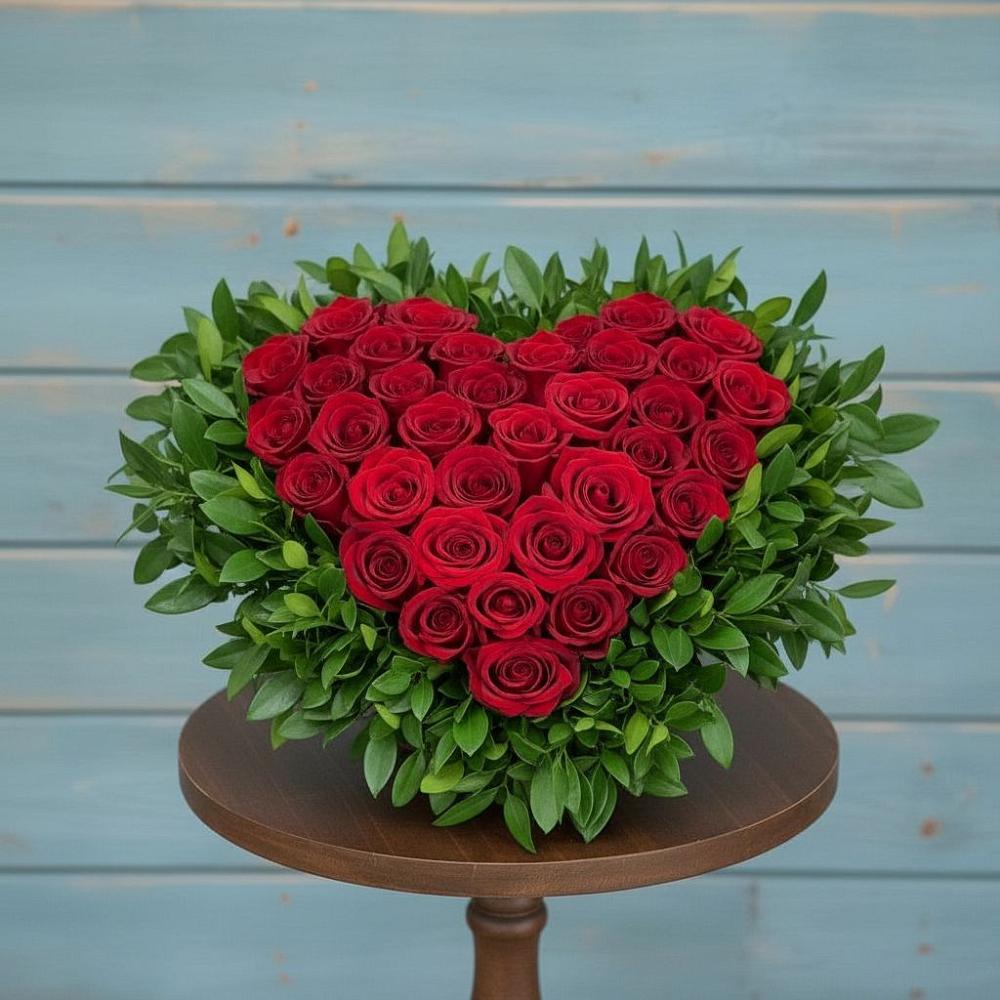 Цветочная композиция из Розы в виде сердца в Межевом