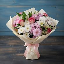 Букет цветов из:  Хризантемы, Альстромерии и Розы в Межевом