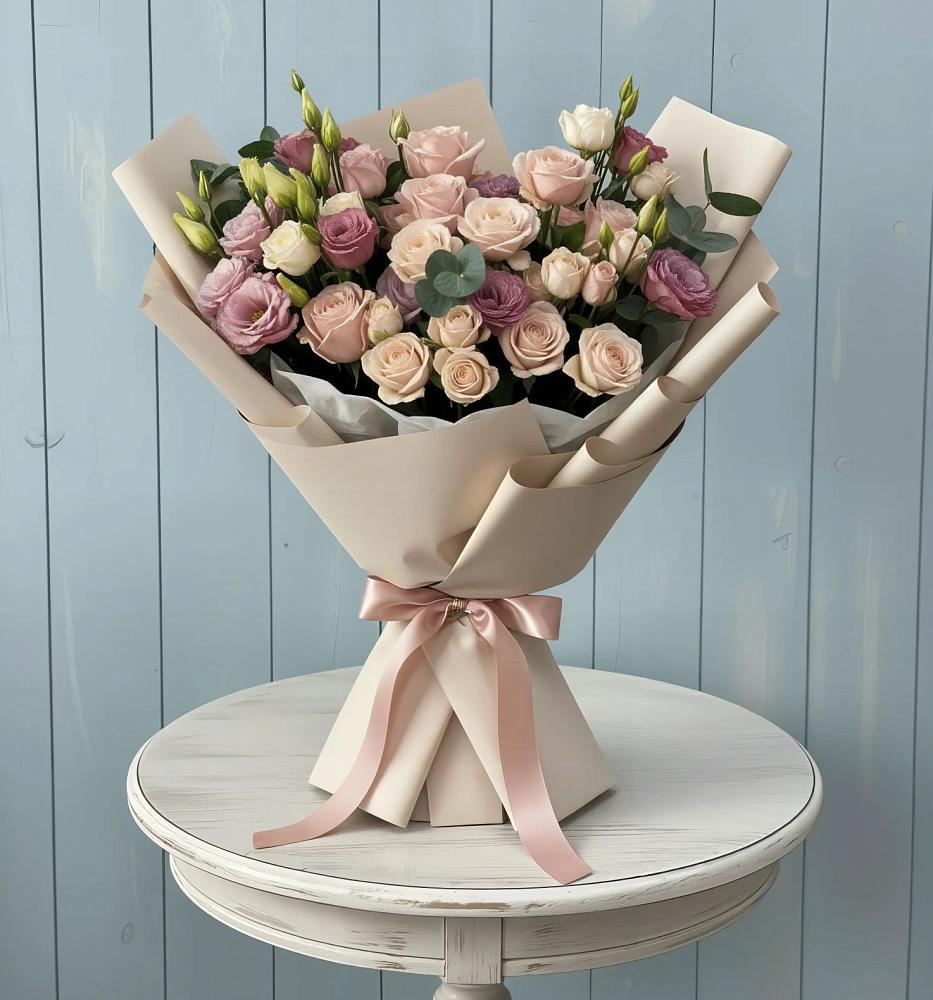 Букет цветов из: Розы и Лизиантусы в Межевом