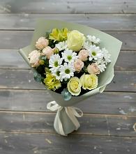 Букет цветов из:  Альстромерии, Розы и Хризантемы в Межевом